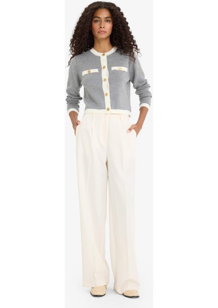 Regular Fit Bisiklet Yaka Düğmeli Triko Hırka C1482AX25AU