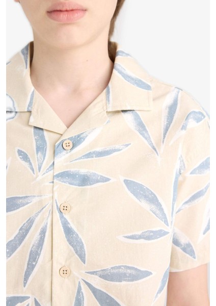 Erkek Çocuk Oversize Geniş Kalıp Polo Yaka Poplin Kısa Kollu Gömlek E5830A825HS
