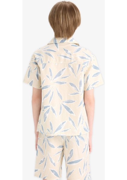 Erkek Çocuk Oversize Geniş Kalıp Polo Yaka Poplin Kısa Kollu Gömlek E5830A825HS