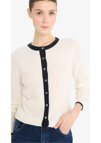 Fitted Bisiklet Yaka Düğmeli Triko Hırka A1107AX25AU