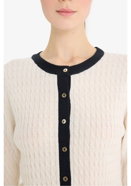 Fitted Bisiklet Yaka Düğmeli Triko Hırka A1107AX25AU