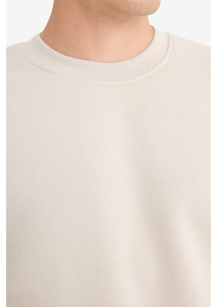Relax Fit Bisiklet Yaka Kalın İçi Yumuşak Tüylü Basic Düz Sweatshirt T5139AZ25AU