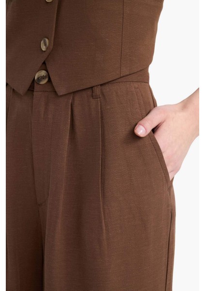 V Yaka Keten Karışımlı Blazer Yelek E6209AX25SP