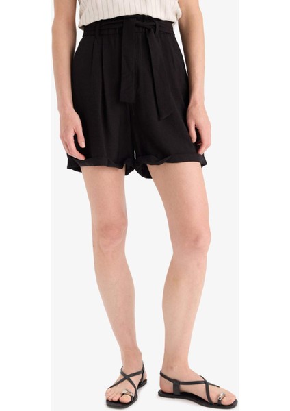 Yüksek Bel Krinkıl Kumaş Şort E7831AX25SM