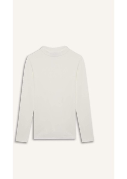 Yarım Balıkçı Yaka Basic Düz Fitilli Kaşkorse Uzun Kollu Tişört E7671AX25SP