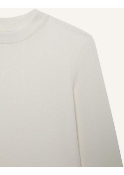 Yarım Balıkçı Yaka Basic Düz Fitilli Kaşkorse Uzun Kollu Tişört E7671AX25SP