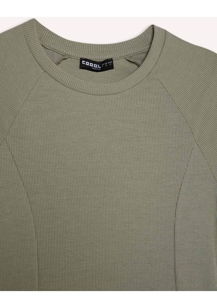 Coool Bisiklet Yaka Basic Düz Fitilli Kaşkorse Kısa Kollu Mini Yazlık Elbise E8134AX25SM