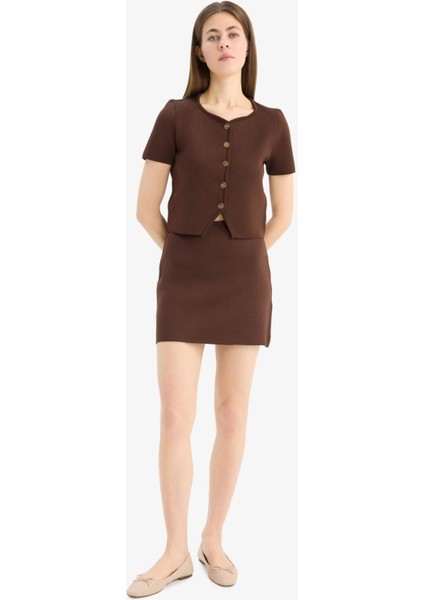 Basic Düz Yumuşak Dokulu Mini Etek E8417AX25SP