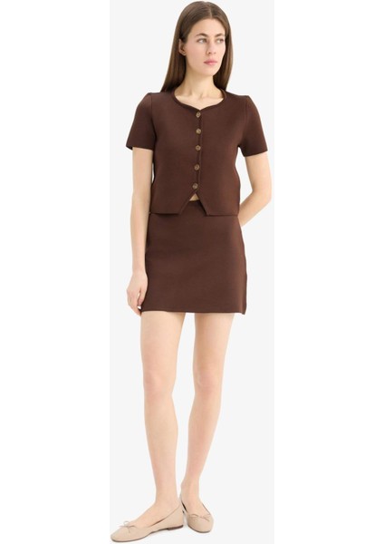 Basic Düz Yumuşak Dokulu Mini Etek E8417AX25SP