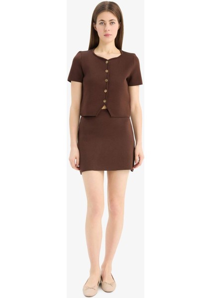 Basic Düz Yumuşak Dokulu Mini Etek E8417AX25SP