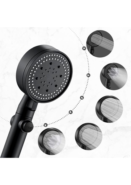 Yüksek Basınçlı 5 Fonksiyonlu Ayarlanabilir Siyah Duş Başlığı fiyatları