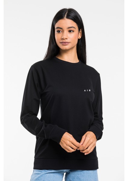 Kadın Bisiklet Yaka Regular Kalıp Ince Ar Baskılı Sweatshırt SPR24SWK124