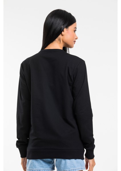 Kadın Bisiklet Yaka Regular Kalıp Ince Ar Baskılı Sweatshırt SPR24SWK124 modelleri