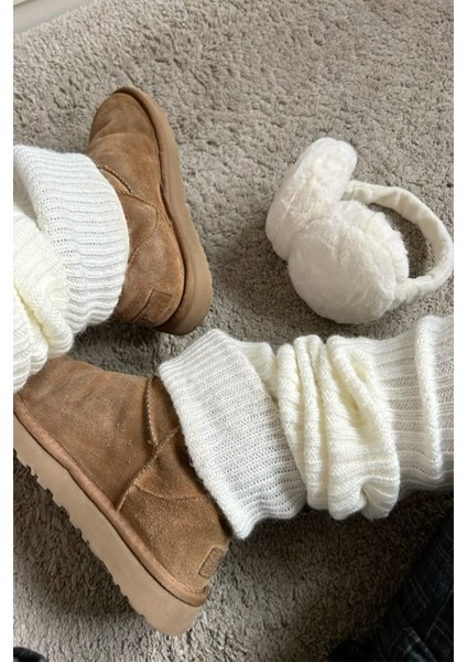 Ekru %100 Akrilik Üst Kalite Triko Örgü Çorap Tozluk fırsatları