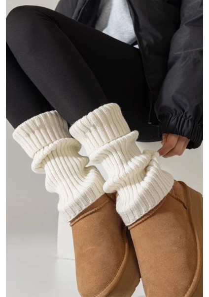 Ekru %100 Akrilik Üst Kalite Triko Örgü Çorap Tozluk indirimleri