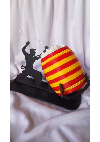 Taiko Davul Tasarımlı Pamuklu Kulak Çubuğu Standı – Sanatsal & Fonksiyonel Dekor fiyatları