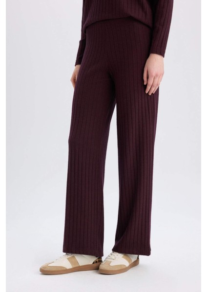 Wide Leg Geniş Paça Eşofman Altı Normal Bel Fitilli Kaşkorse Kumaş Basic Düz B2405AX25SP