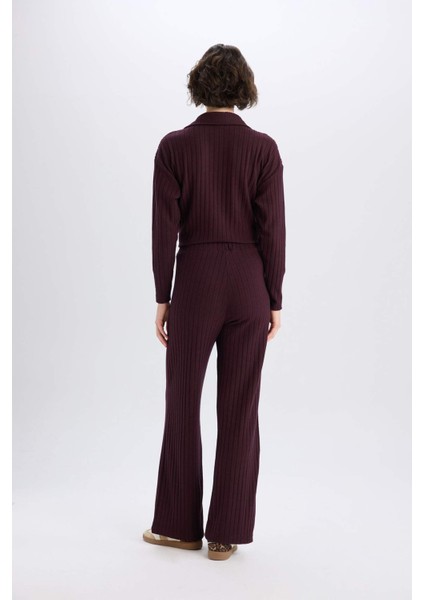 Wide Leg Geniş Paça Eşofman Altı Normal Bel Fitilli Kaşkorse Kumaş Basic Düz B2405AX25SP