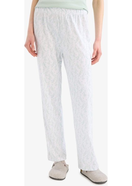 Regular Fit Pijama Takımı Kısa Kollu Üst Desenli Uzun Alt-Fall in Love E0266AX25SP