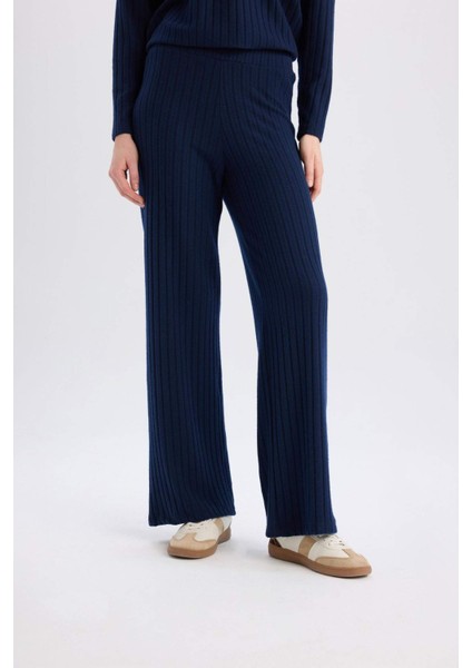Wide Leg Geniş Paça Eşofman Altı Normal Bel Fitilli Kaşkorse Kumaş Basic Düz B2405AX25SP