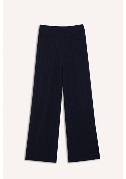 Wide Leg Geniş Paça Eşofman Altı Normal Bel Fitilli Kaşkorse Kumaş Basic Düz B2405AX25SP