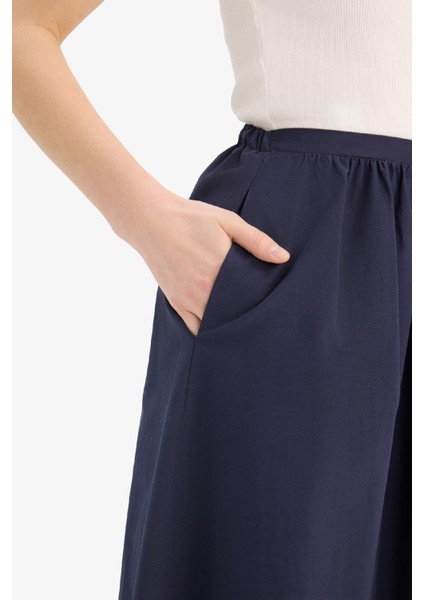 A Kesim Normal Bel Yarım Astar Poplin Midi Etek E8700AX25SP