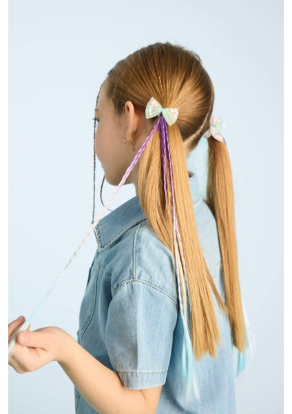 Kız Çocuk 4'lü Kelebekli Renkli Saçlı Çıtçıtlı Toka Seti E8110A8NS