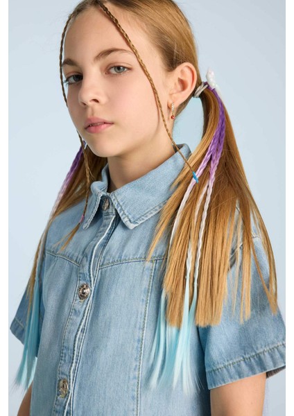 Kız Çocuk 4'lü Kelebekli Renkli Saçlı Çıtçıtlı Toka Seti E8110A8NS