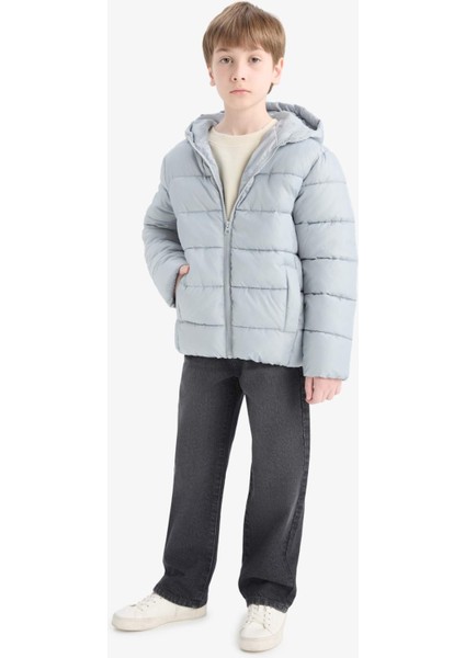 Erkek Çocuk Su Geçirmez Kapüşonlu Fermuarlı Şişme Mont A1875A825AU