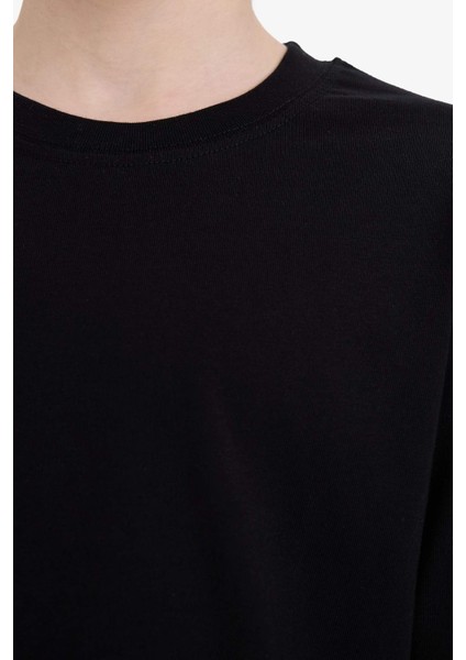 Erkek Çocuk Bisiklet Yaka Basic Düz Uzun Kollu Tişört D8552A825SP