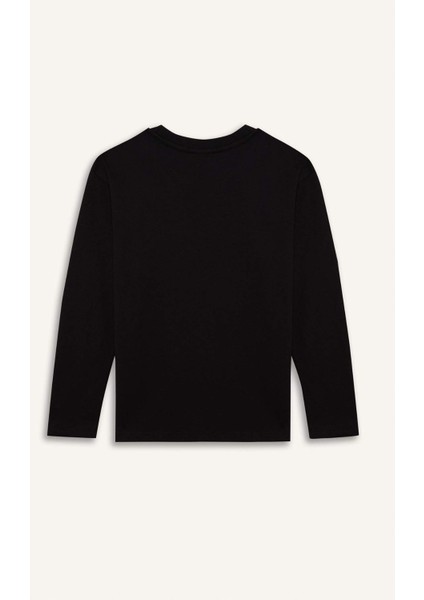 Erkek Çocuk Bisiklet Yaka Basic Düz Uzun Kollu Tişört D8552A825SP