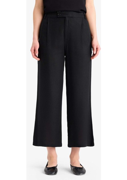 Culotte Yüksek Bel Kısa Boy Keten Karışımlı Pantolon E7962AX25SP