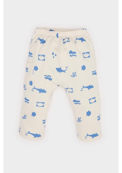 Erkek Bebek 2'li Takım Baskılı Kısa Kollu Waffle Tişört Beli Lastikli Alt