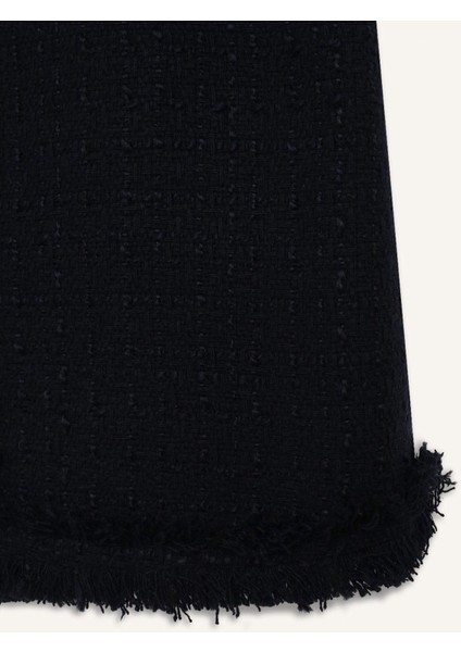 A Kesim Yüksek Bel Basic Düz Tweed Mini Etek