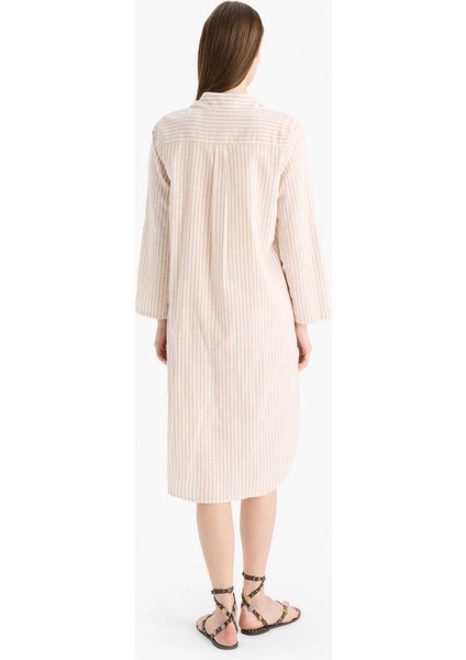 Gömlek Yaka Uzun Kollu Plaj Gömleği-Fall in Love E6708AX25SP