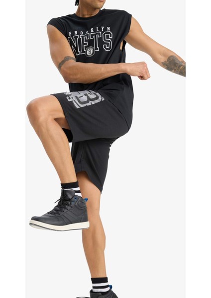 Fit NBA Brooklyn Nets Standart Fit Kısa Paça Şort E5872AX25AU