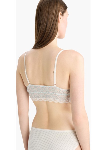 Çiçek Desenli Çıkarılabilir Pedli Dantel Detaylı Bra E7032AX25SP