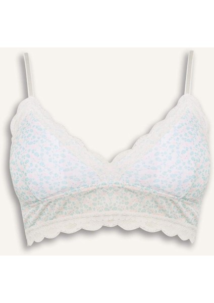 Çiçek Desenli Çıkarılabilir Pedli Dantel Detaylı Bra E7032AX25SP