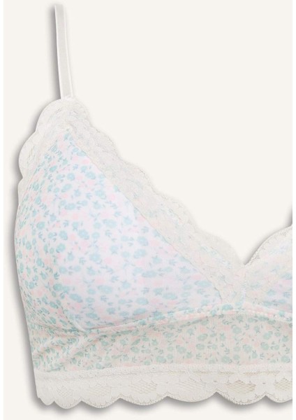 Çiçek Desenli Çıkarılabilir Pedli Dantel Detaylı Bra E7032AX25SP