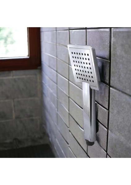 Gri Banyo Duş Seti Kare Başlık Metal Hortum ile Şık ve Kullanışlı Tasarım fırsatları