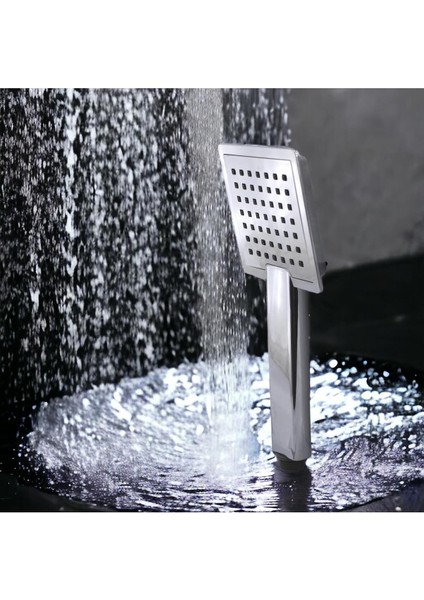 Gri Banyo Duş Seti Kare Başlık Metal Hortum ile Şık ve Kullanışlı Tasarım indirimleri