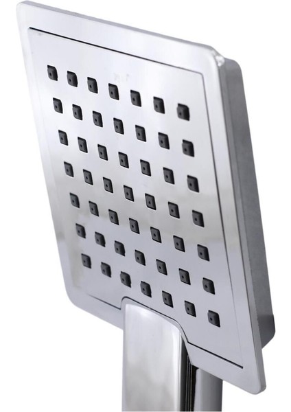 Gri Banyo Duş Seti Kare Başlık Metal Hortum ile Şık ve Kullanışlı Tasarım