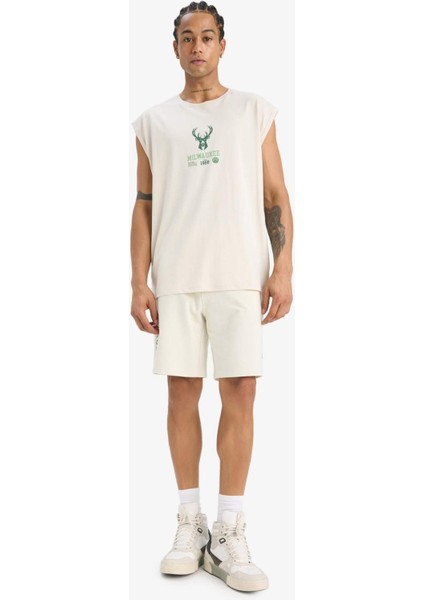Fit NBA Milwaukee Bucks Standart Fit Kısa Paça Şort