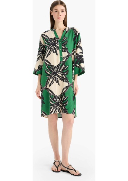 Regular Fit Desenli Plaj Elbisesi-Fall in Love D0452AX25SM