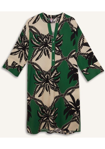 Regular Fit Desenli Plaj Elbisesi-Fall in Love D0452AX25SM