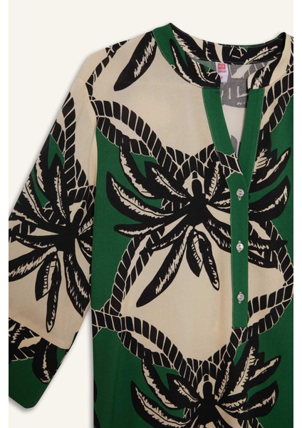 Regular Fit Desenli Plaj Elbisesi-Fall in Love D0452AX25SM