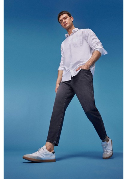 90's Slim Fit Dar Kalıp Yüksek Bel Dar Paça Jean Pantolon E8499AX24WN