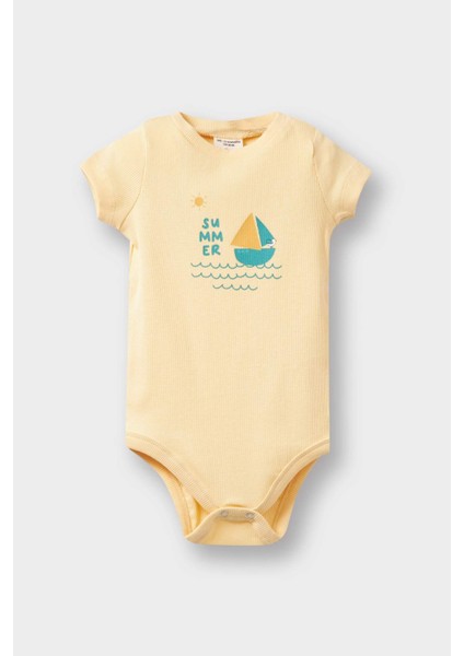 Erkek Bebek 2'li Takım Baskılı Fitilli Kaşkorse Kısa Kollu Çıtçıtlı Body Şort E8228A525SM