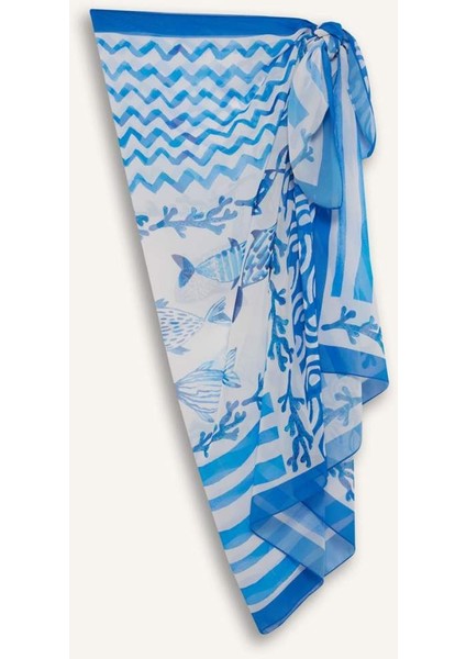 Desenli Şifon Pareo-Fall in Love D0966AX25HS