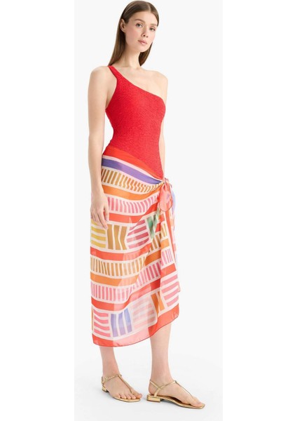 Desenli Şifon Pareo-Fall in Love D0966AX25HS